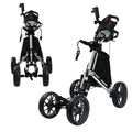 Foldable Aluminum-frame Golf Push Cart Non-slip Handle Multi-function 4 Wheels Golf Trolley With Foot Brake and Umbrella Holder