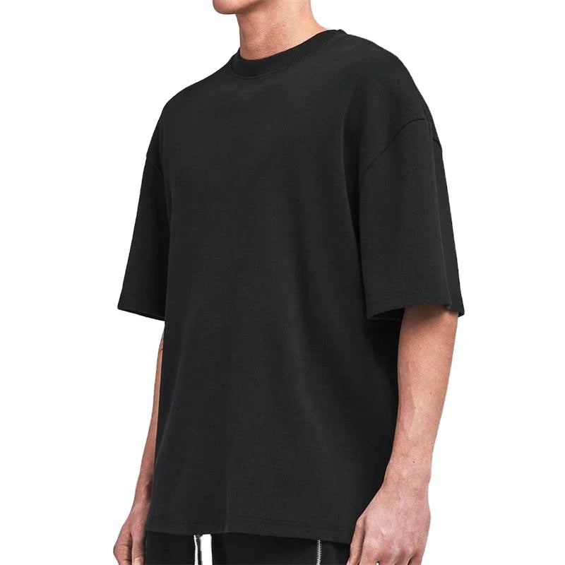 Yali High Quality  Black T-shirt Heavy Oversized Drop Shoulder 250gsm 100% Cotton t Shirt Men