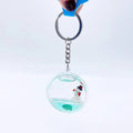 Wholesale Christmas Keychain Custom Promotional Gift Crystal Acrylic Keyring Floating Liquid Keychain  With 3D Snowman