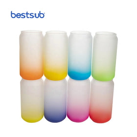 BestSub Wholesale Personalized Sublimation Blanks Borosilicate Heat Press Machine DIY Frosted clear Pint Beer Can Glass Tumbler
