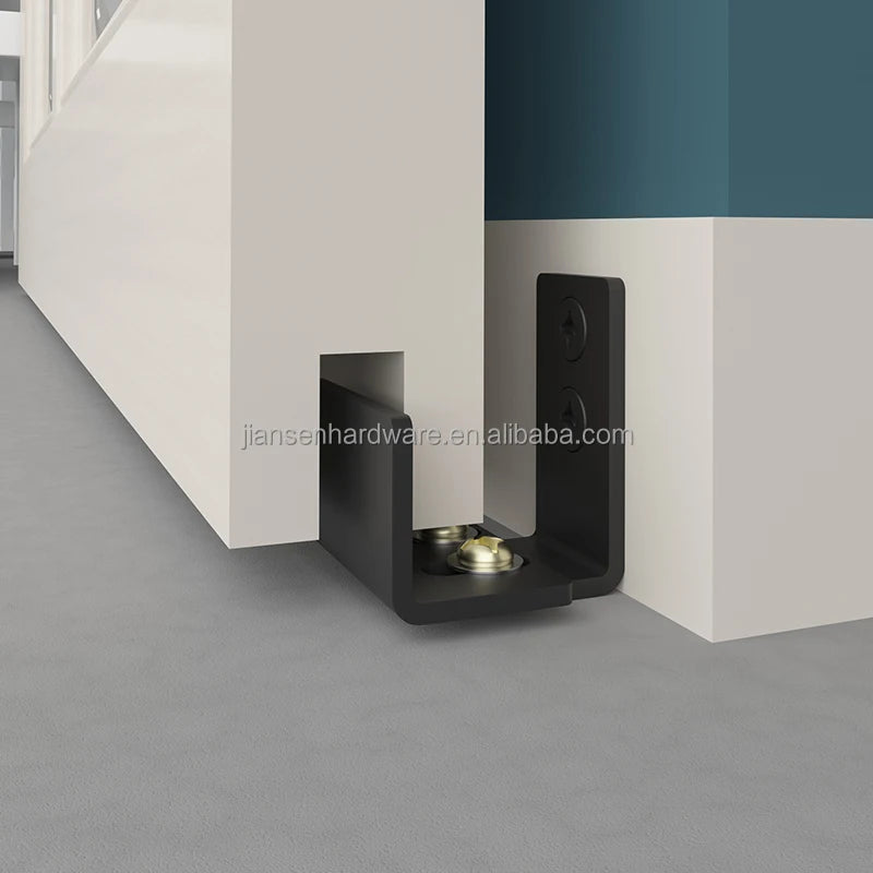 Sliding Barn Door Floor Guide Adjustable Fit Distance Flat Black Floor Guide Wall Mount Flush Flat Bottom Design