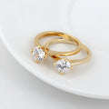 Women Fashion Jewelry Gold Plated Claw Set Cz Zirconia Wedding Engagement Diamond Ring