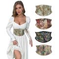 Floral Oil Printing Short Torso Underbust Corset Waist Belt Cincher Lolita Bustier Shaper