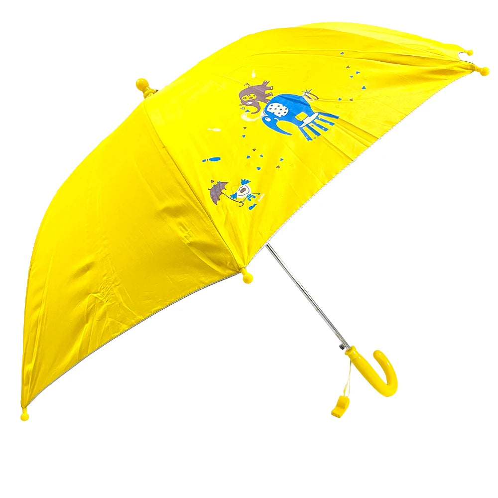 OVIDA Kids Umbrella Semi-Automatic Open Silver Coated Pongee Fabric Straight Umbrella Hanging Back to School Children