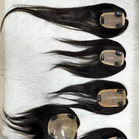 Human Hair Topper for Women Silk Base Hair Topper Wavy Human Hair Topper