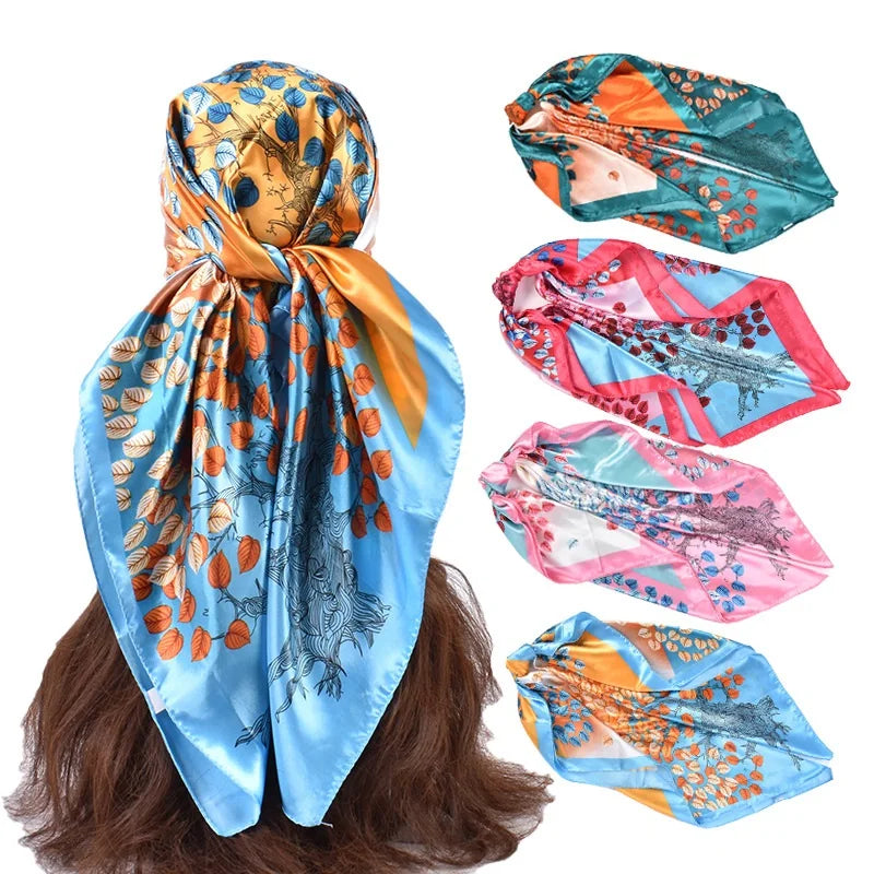 Ladies 35-Inch Soft Satin Bandanas Women's Silk Feeling Night Square Scarf Hair Wrapping Bandana for Women