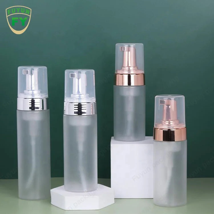 Fuyun High Quality 100/120/150/200ml Cosmetic Foam Bottle Set Frosted Plastic Pink Pump Dispenser for Shampoo and Foaming Soap