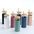 Glass Tumbler 20oz Glass Water Bottle Straw Silicone Protective Sleeve Bamboo Lid - BPA Free