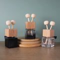 8ml Empty Air Freshener Wooden Cap Car Perfume Bottle Empty Car Air Freshener Perfume Diffuser Vent Clip Glass Square Bottle