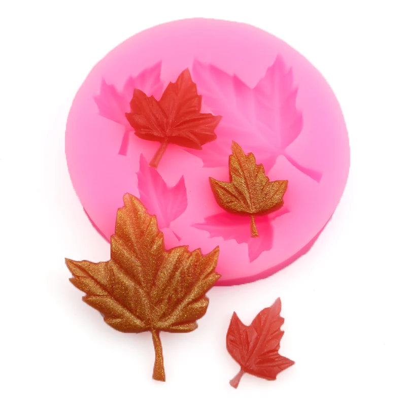 XGY-53 3d Maple Leaf Cupcakes Candy Fondant Chocolate Molds Pastry Cake Decorating Baking Tools Silicone Mold 4 Hole