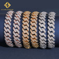 Pass Diamond Tester Moissanite  12mm Cuban Link Chain Men's Jewelry 925 Silver Gold Plated Hot Sale 2 Rows Moissanite Necklace