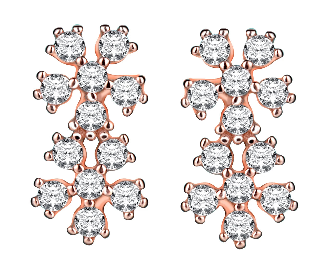 Hot Sales Jewelry Two Small Flower Snowflake Inlaid Zircon S925 Sterling Silver Women's Stud Earrings