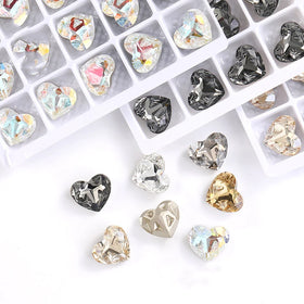 Lan Guang Factory Wholesale High Grade K9 Glass Heart Shape Non-Hotfix Rhinestone Chaton Crystal 12mm/18mm Garment Nail Art