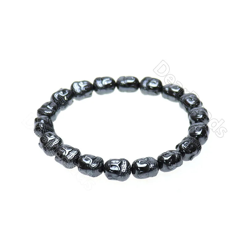 Natural Hematite Buddha Heads Bracelets Healing Stone Customized Beads Bracelet for Women Man