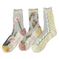Wholesale Spring Summer Women Flower Socks Design Thin Nylon Crystal Socks Sheer Transparent Socks