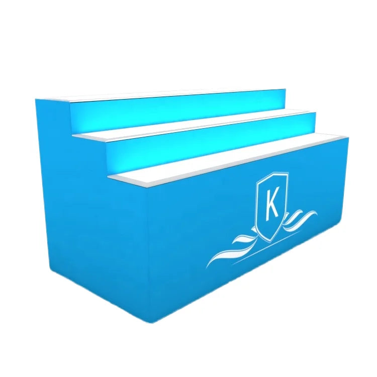 New Arrival Aluminum LED Frameless Counter Display Table 3-Step SEG Promotion for Exhibitions Expos Dye Trade Show Equipment