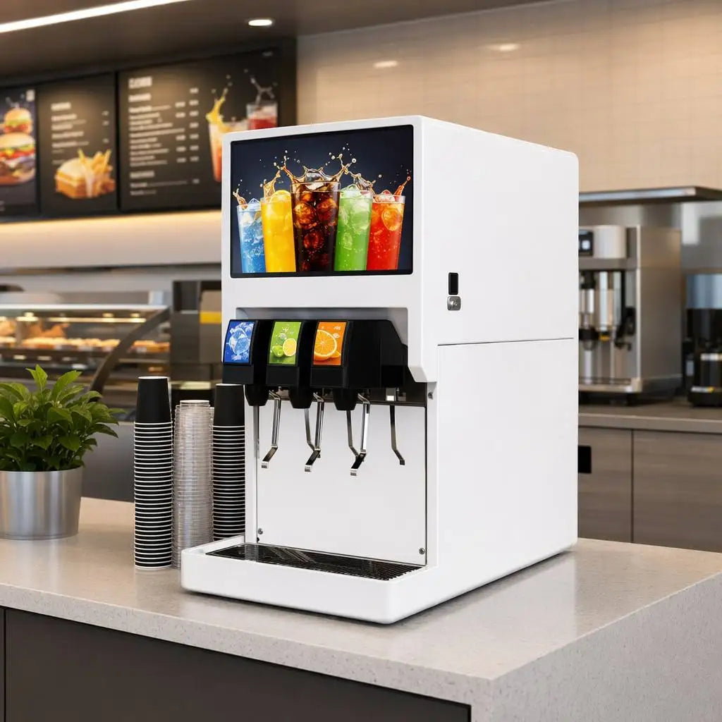 High Efficiency Commercial Grade SUS304 Soda Cola Dispenser Automatic 120 Cups Per Hour Cold Drink Station for Restaurant MegaBDM