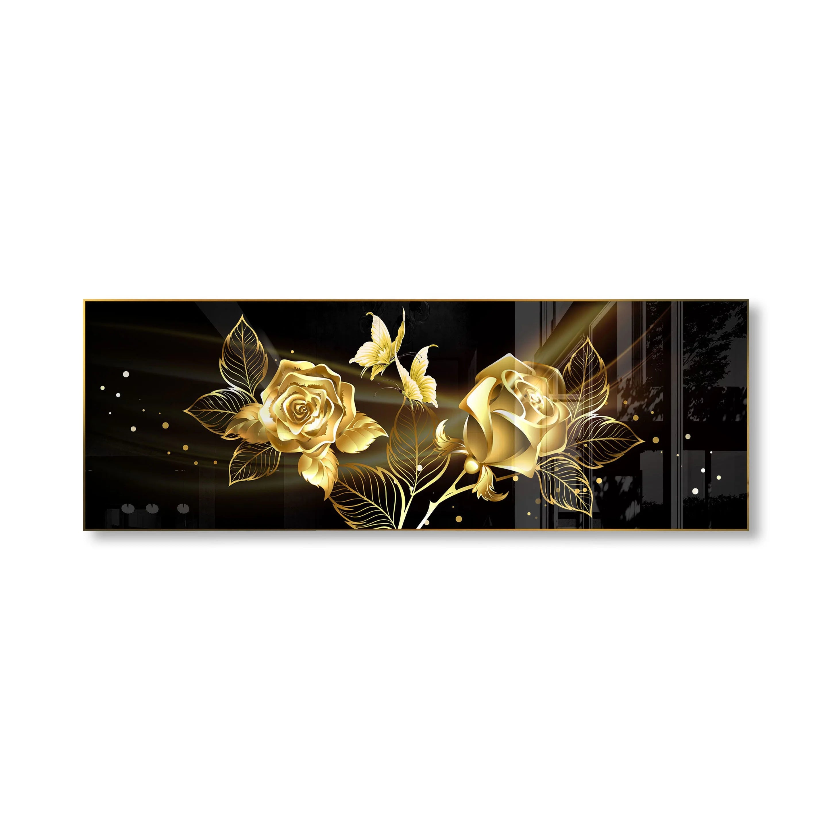 Original Art Decoration Painting Set Luxury Gold Flower Crystal Porcelain Painting Decorative Wall Art