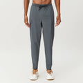 Men's High Elastic Waist Gym Pants Solid Pattern Outdoor Casual Fitness Skinny Pants with Drawstring and Side Pockets