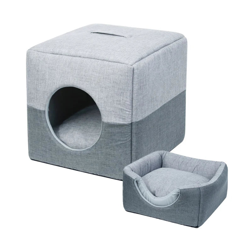 Hot Sale Foldable Cat Scratcher House Covered Kitty Cave Beds Cute Modern Cat Condo for Indoor Cube House