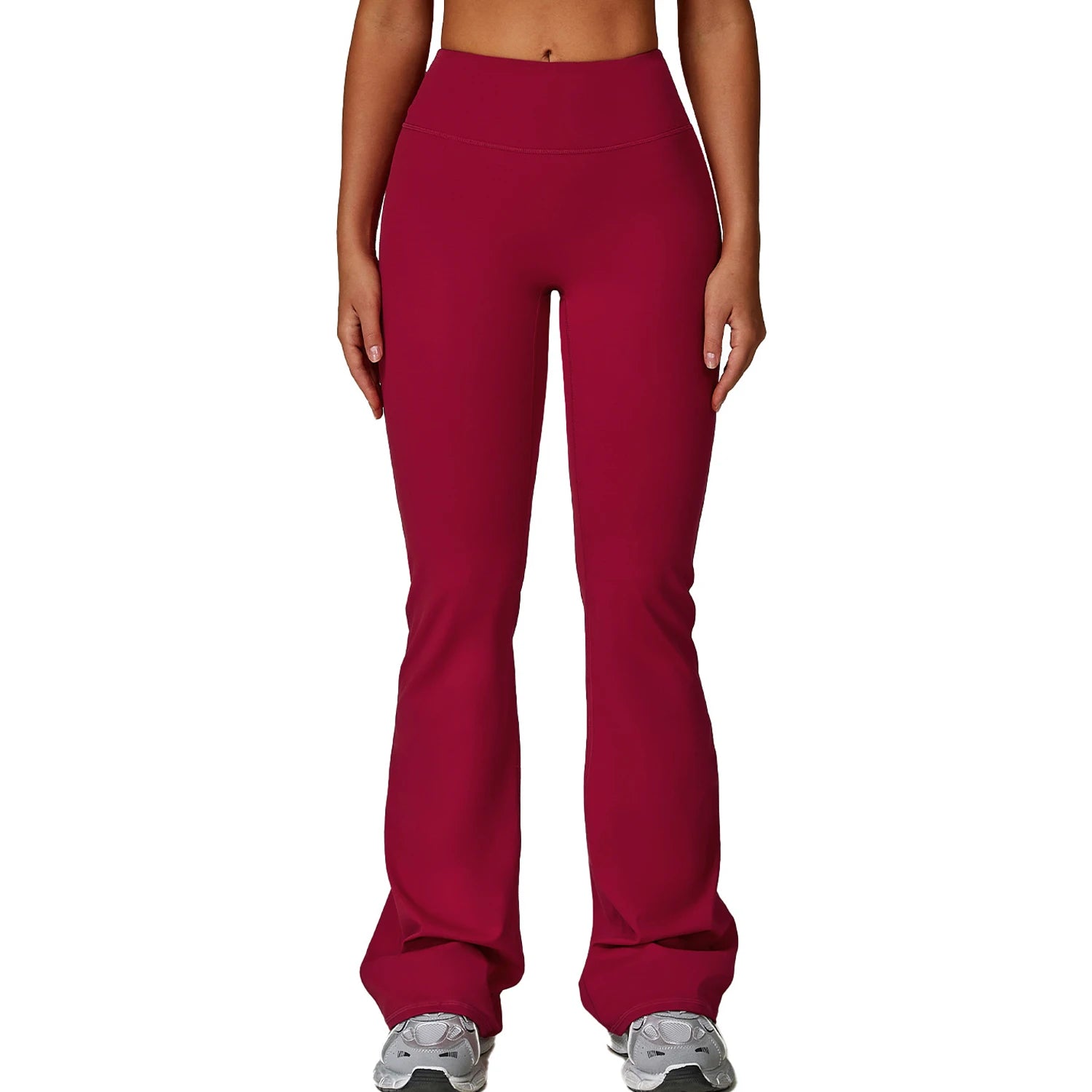 Women's High Waist Stretchy Tummy Control Dance Flare Pants Quick Dry Feature Non-Front Seam Crop Top Fitness Suit Custom Logo