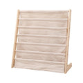 Foldable Natural Kids Book Display Rack Bookshelf with Deep Fabric Sleeves for Home Storage Livingroom