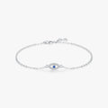 Simple Chain Link for Women Pave Setting CZ Fine Jewelry 925 Sterling Silver Delicate Lucky Blue Evil Eyes Adjustable Bracelet