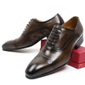 Best Selling Italian Style Men Cow Leather Dress Shoes Lace up Dk Brown Pointed Toe Style Business Oxford Working Parting Shoes