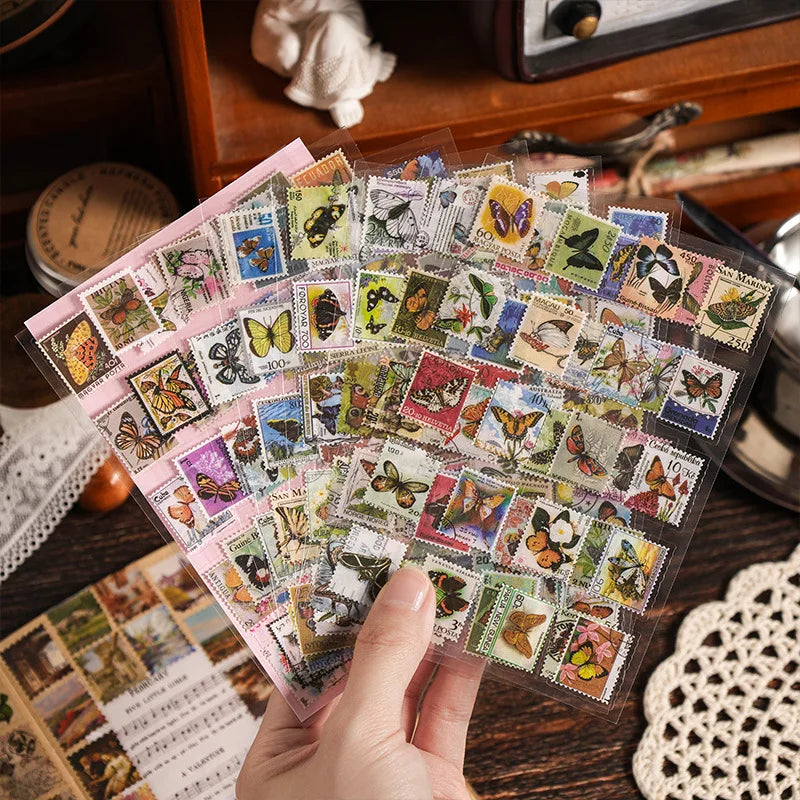 8 Sheets/pack Misty Winter Berlin Creative Handbook Stickers Vintage Stamp Cutting Film Pet Handbook Stickers
