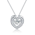YILUN 925 Sterling Silver Sparkling Heart Necklace 5A Zirconia Rhodium Plated Slide Pendant Necklace Jewelry