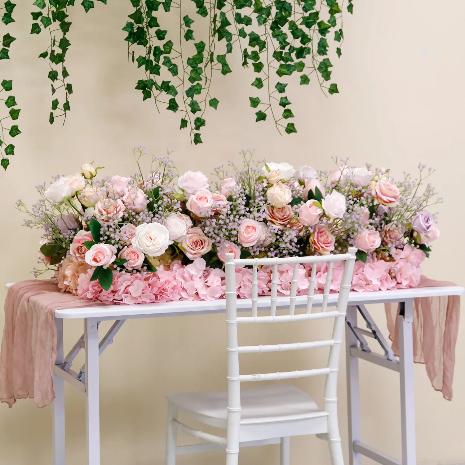LFB2445 Artificial Flower Manufacturers Customized Wedding Props Flower Strips for the Aisle Wedding Table Flower Flags