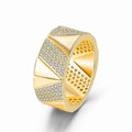 2023 New Trendy Brass Zircon Ring 18K Gold Plated Unisex Jewelry with Geometric Design and Certified Quality