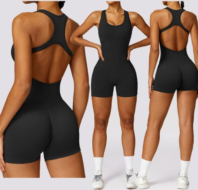 Custom Women's Sleeveless Bodysuit Workout Yoga Gym One Piece Yoga Jumpsuit Women
