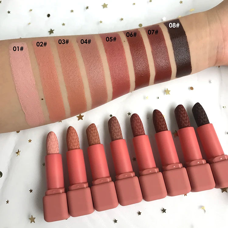 Customize Private Label 8 Colors Nude Lipstick Matte Makeup Lip Stick for Ladies