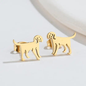 Fashionable Stainless Steel Cute Small Animal Pet Dog Shape Stud Earrings for Girl