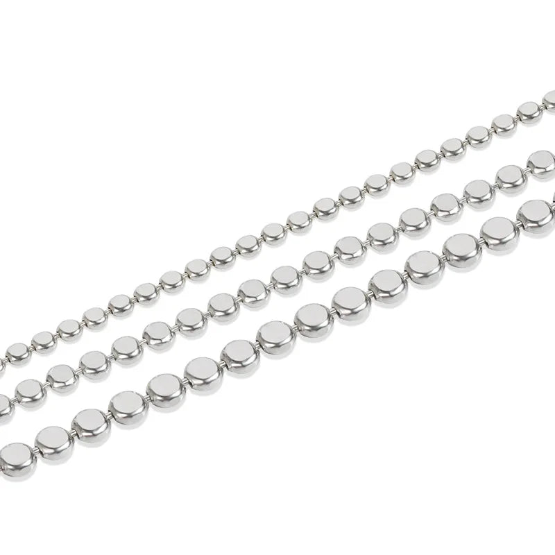 2.2mm 2.8mm Fine Beads Chain for Man 925 Sterling Silver Oblate Ball Chain for Bracelet/Necklace Making Wholesale