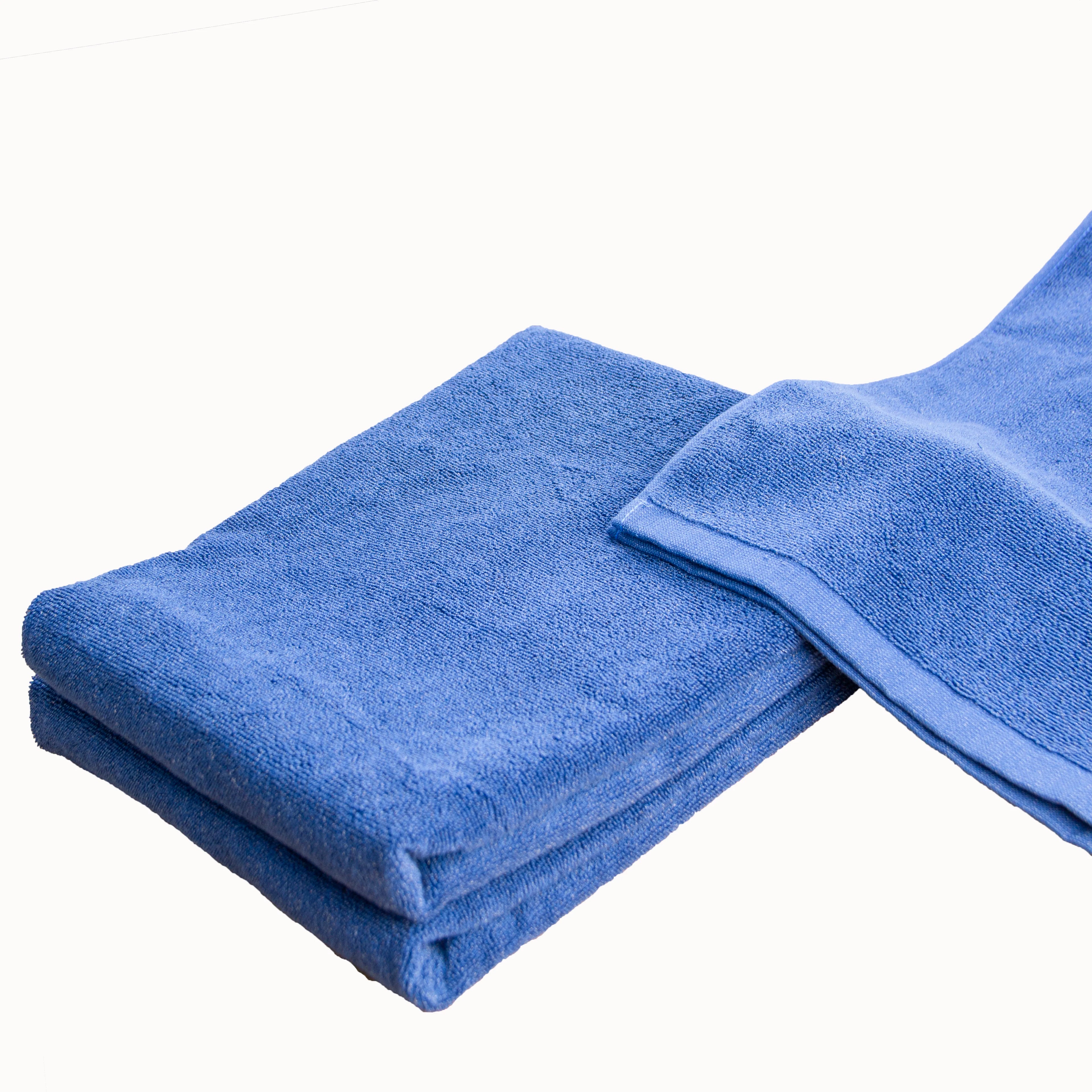 Silver Titanium Antimicrobial Soft Comfortable Cotton Terry Knitted Blue Big Bath Towel with Anti Odor Function