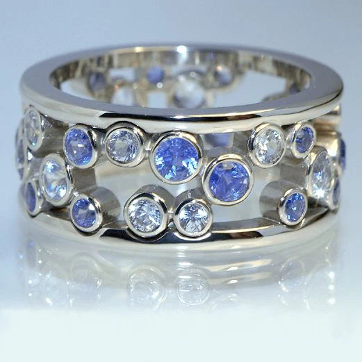 CAOSHI Jewelry First Ultrapolychromatic Zircon Inlaid Ring Girls Lady Double Layer Unique Hollowing Colorful Silver Rings Women