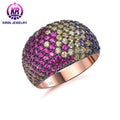 Fashion Selling Hiphop Luxury 925 Sterling Silver Unisex Purple Ruby Yellow Gold Plating Zircon Wedding Engagement Ring
