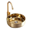 Above Counter Slim Rim Round Shape Luxury Golden Wash Basin Art Basin Wash Artistic Basin  Bathroom Sink