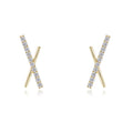 INS Fine Jewelry Earrings 925 Sterling Silver Earrings Cross X Shaped Zircon Gold Plated Stud Earrings for Women