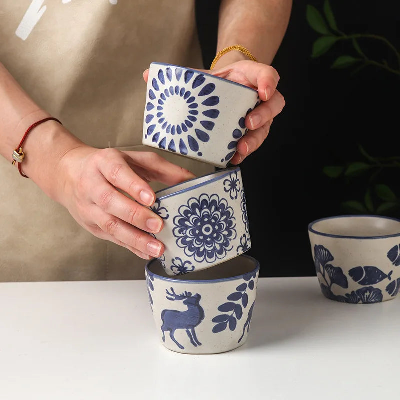 Factory Direct Sale Drinkware Japanese Style Porcelain Espresso Mug Sake Cup Custom Retro Ceramic Tea Cup