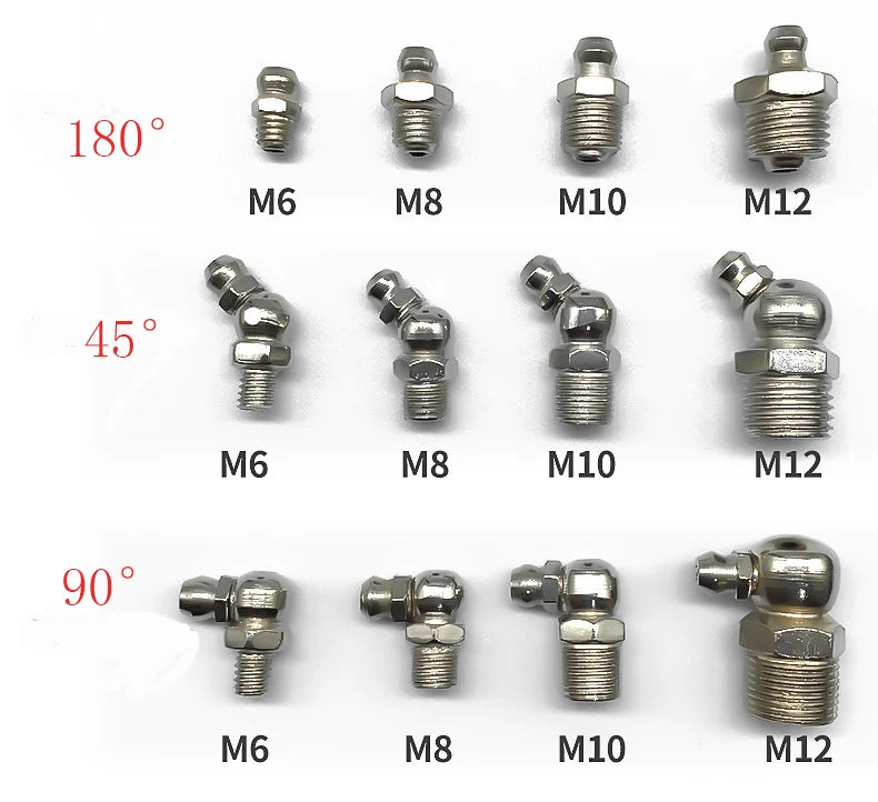 Hydraulic Grease Nipples Nozzle Screw Manufacturer DIN71412 M6-M12 Precision Metal Parts Steel and Brass CNC Machined