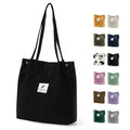 Hot Selling Eco-friendly Women's Custom Corduroy Tote Bag with Inner Pocket Student Shoulder Shopping Bag