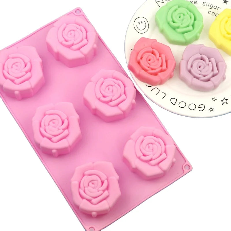 BPA Free Eco-friendly Non-stick Silicone 3D Rose Flower Cake Fondant & Soap Molds Stocked for Homemade Pastry