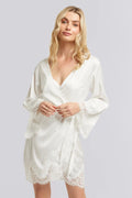 8281 Wholesale Lace Bride Bridesmaid Robes Ruffle Silk Bride Robe Satin Kimono