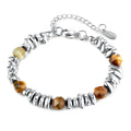 Fashion Jewelry Accessories Silver Plated Stainless Steel Men's Bracelet & Bangles Natural Stone Beads Link Chain Bracelets
