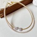 Stainless Steel Opal Necklace with Cross and Clover Trendy Heart Shape Beads Pearl Main Stone for Gift
