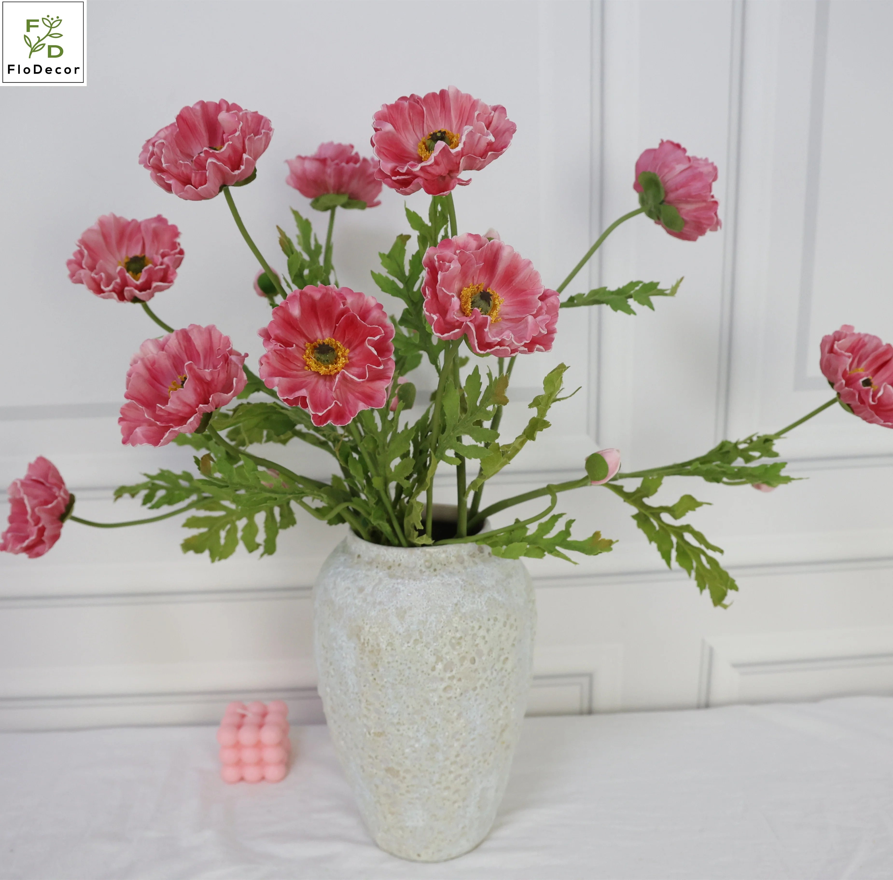 Wholesale Vivid Color Artificial 2 Heads Real Touch PU Large Poppy Flower for Wedding Home Decoration Table Center Piece