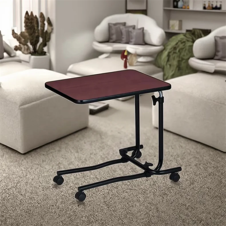 MSMT Over Bed Table with Wheels Adjustable Rolling Laptop Overbed Desk Hospital Use Sofa Chair Side Table